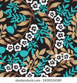 Midnight Secret Botanical Enchanted Flora Pattern can be use for background and apparel design