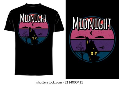 Midnight silhouette t shirt mockup retro vintage