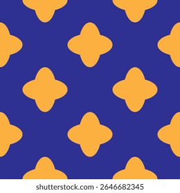 Midnight starry night background. Star gazing seamless pattern. Royal blue and gold. Smooth yellow sparkles. Children’s room midnight wallpaper, store and space themed vector illustration, EPS 10.