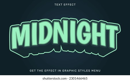 Mitternacht-Texteffekt-Vorlage im 3D-Stil