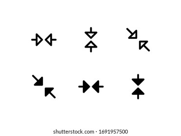 Midpoint arrow icons. With outline and glyph style