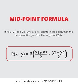 Midpoint Formula Of The Line Segment Joining Two Points P And Q Of Mathematics Vector Illustrations. Template Design.