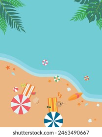 Un poster de playa de verano hecho con Elementos gráficos. Antecedentes de las ilustraciones de paisaje del resort.