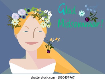  Midsummer is a celebration of summer and light, and is one of the most celebrated holidays in Sweden. June festival party. Vector illustration.