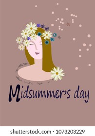  Midsummer is a celebration of summer and light.Midsummer flowers.Lettering.