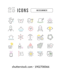 Midsummer. Collection of perfectly thin icons for web design, app, and the most modern projects. The kit of signs for category Holidays.