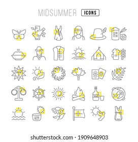 Midsummer. Collection of perfectly thin icons for web design, app, and the most modern projects. The kit of signs for category Holidays.