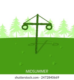 Midsummer event banner. A ritual pillar of fertility and successful harvest is celebrated on June 24