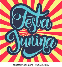 Midsummer lettering. Festa Junina Brazil Festival. Elements for invitations, posters greeting cards