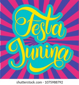 Midsummer lettering. Festa Junina Brazil Festival. Elements for invitations, posters greeting cards