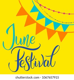 Midsummer lettering. Festa Junina. Elements for invitations, posters greeting cards