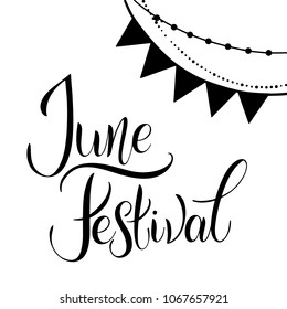 Midsummer lettering. Festa Junina. Elements for invitations, posters greeting cards