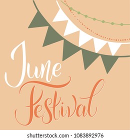 Midsummer lettering. Festa Junina. Elements for invitations, posters greeting cards