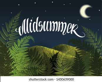 Midsummer lettering. Midsummer holiday background concept.