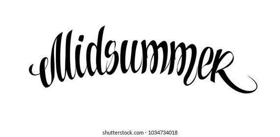 Midsummer lettering. Sweden mid summer holiday calligraphy isolated on white.