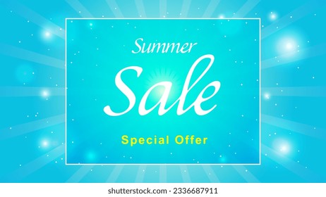 Midsummer summer sale, refreshing light blue vector background illustration material where sea waves burst