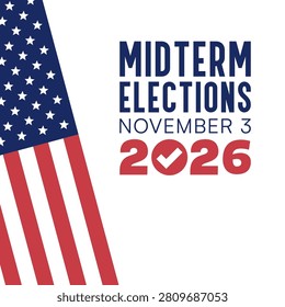 Midterm Elections November 3 2026 Flag Corner on White Vector Illustration