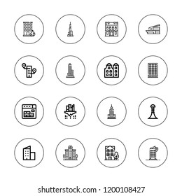 Midtown icon set. collection of 16 outline midtown icons with building, buildings icons.