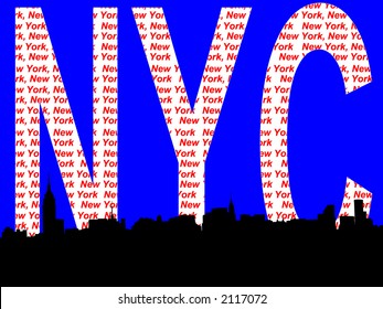 Midtown manhattan New York City skyline illustration against New York collage