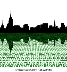 Midtown Manhattan skyline with binary perspective foreground