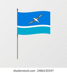 Midway Atoll flag on flagpole. Vector illustration.