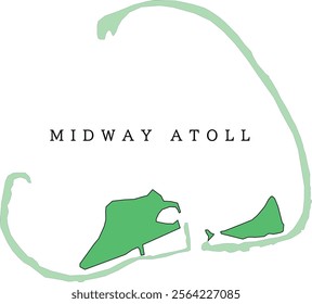 Midway Atoll map of United States Minor Outlying Islands. Colored. Vectored