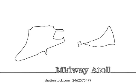 Die Midway Island-Gruppe mit einer schwarzen Linie. Karte von Midway Atoll für verschiedene Zwecke. Vektorillustration.