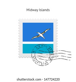 Midway Islands Flag Postage Stamp on white background. Vector illustration.