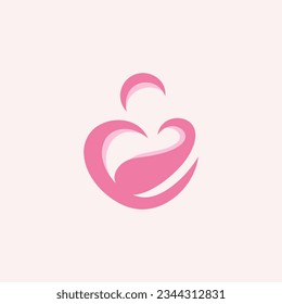 midwife logo design. Vector illustration abstract mom and baby with love shape. modern logo design vector icon template