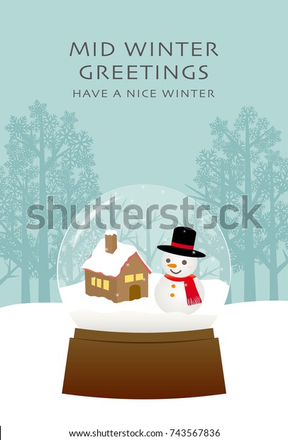 Midwinter Greeting Card Snow Globe Stock Vector Royalty Free