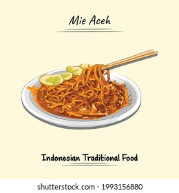 Mie Aceh Illustration Sketch And Vector Style, Traditional Food From Aceh, Good to use for restaurant menu, Indonesian food recipe book, and food content. svg
