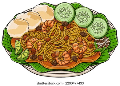 Mie Aceh Indonesian Food Vector Style svg