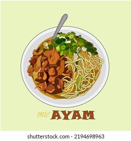Mie Ayam, Indonesian style chicken noodle.