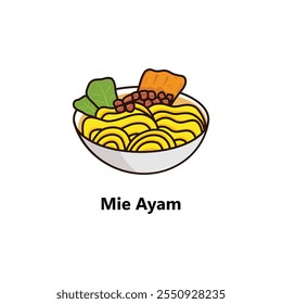 Mie Ayam Indonesian Traditional Food Vector Illustration