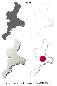 Mie blank outline map set