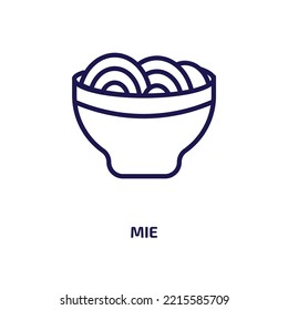 mie icon from education collection. Thin linear mie, food, market outline icon isolated on white background. Line vector mie sign, symbol for web and mobile