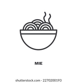 mie icon. Thin line mie, hot icon from education collection. Outline vector isolated on white background. Editable mie symbol can be used web and mobile