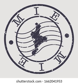 Mie, Japan Stamp Postal. A Map Silhouette Seal. Passport Round Design. Vector Icon Design Retro Travel.