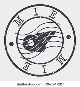 Mie, Japan Stamp Postal. Silhouette Seal. Flag Passport Round Design. Vector Icon. Design Retro Travel. National Symbol.