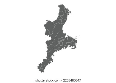 Mie map isolated on white background.for annual infographics report website layout.