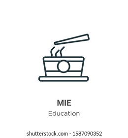 Mie outline vector icon. Thin line black mie icon, flat vector simple element illustration from editable education concept isolated on white background