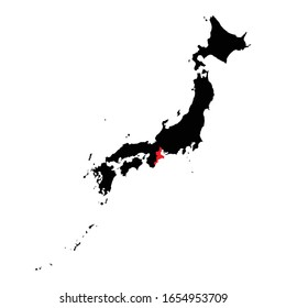 Prefectura de Mie resaltada en el mapa de Japón Vector EPS 10