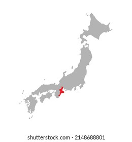 Mie prefecture highlighted on the map of Japan