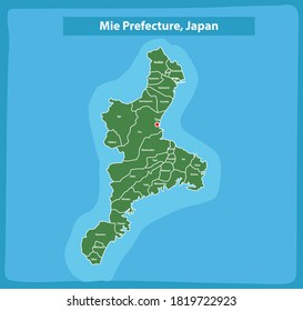 Mapa de la prefectura de Mie y la región de Japón