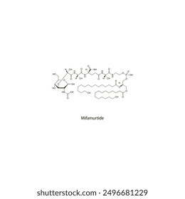 Mifamurtide flat skeletal molecular structure Antineoplastic drug used in cancer treatment. Vector illustration scientific diagram.