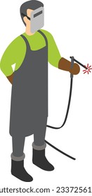 Mig Welder isometric Concept, Engineer holding Arc Welding Gun vector icon design, Crafting occupations symbol, hobby and art works Sign, Creative People stock illustration