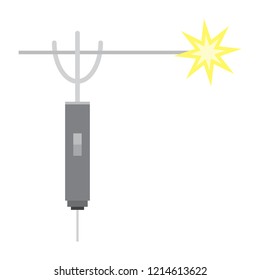 Mig welding torch in hand icon white isolated on color background. Vector illustration