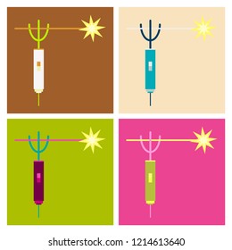 Mig welding torch in hand icon white isolated on color background. Vector illustration