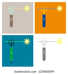 Mig welding torch in hand icon white isolated on color background. Vector illustration
