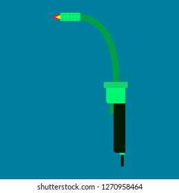 Mig welding torch in hand icon white isolated on color background. Vector illustration